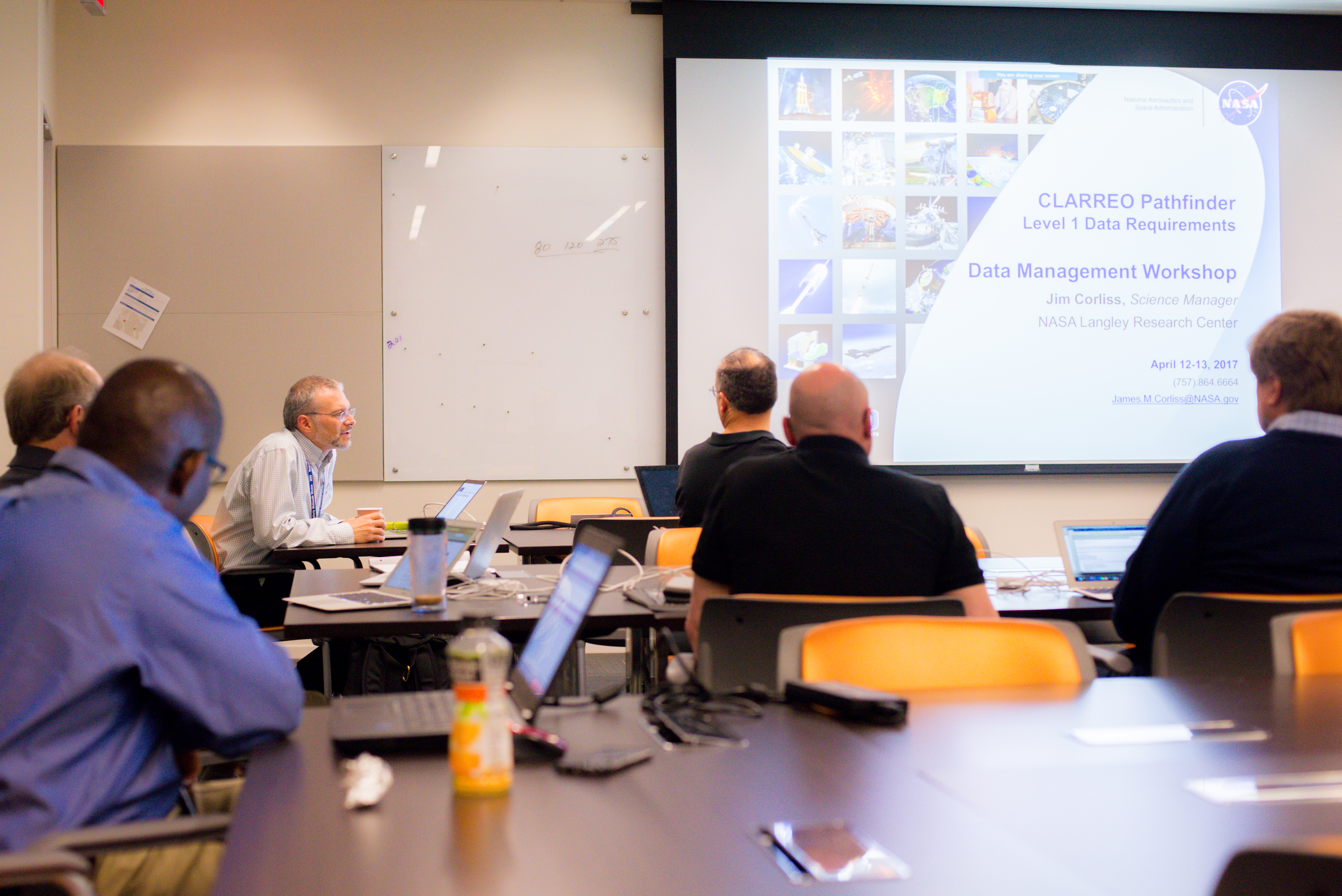NASA LaRC and LASP team meet to discuss CLARREO Pathfinder’s needs for data at a 2-day Data Management Workshop held at LaRC in April 2017