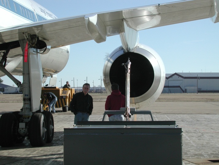 Sampling probes placed behind four engines studied during EXCAVATE.
